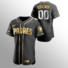 Men's San Diego Padres Custom Golden Edition Black Authentic Jersey