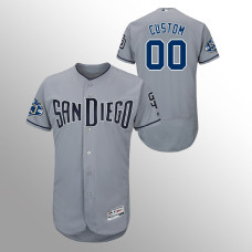 Men's San Diego Padres Gray Road Flex Base #00 Custom 50th Anniversary Jersey