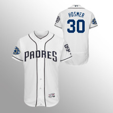 Men's San Diego Padres White Home Flex Base #30 Eric Hosmer 50th Anniversary Jersey