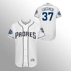 Men's San Diego Padres White Home Flex Base #37 Joey Lucchesi 50th Anniversary Jersey