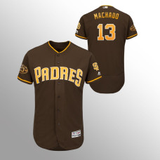 Men's San Diego Padres Brown Alternate Flex Base #13 Manny Machado 50th Anniversary Jersey