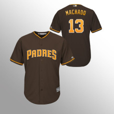 Men's San Diego Padres Brown Majestic Official #13 Manny Machado Cool Base Jersey