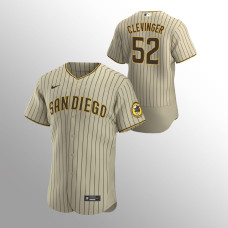 Men's San Diego Padres #52 Mike Clevinger Authentic Tan Brown Player 2020 Alternate Jersey