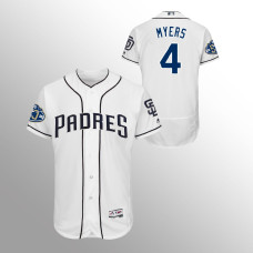 Men's San Diego Padres White Home Flex Base #4 Wil Myers 50th Anniversary Jersey