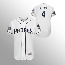 Men's San Diego Padres #4 White Wil Myers MLB 150th Anniversary Patch Flex Base Majestic Home Jersey