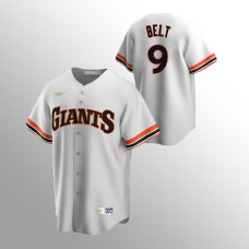 Men's San Francisco Giants #9 Brandon Belt White Home Cooperstown Collection Jersey