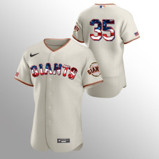 Men's San Francisco Giants #35 Brandon Crawford 2020 Stars & Stripes 4th of July Cream Jersey