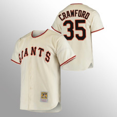 Men's San Francisco Giants Brandon Crawford #35 Cream Home 1954 Authentic Cooperstown Collection Jersey