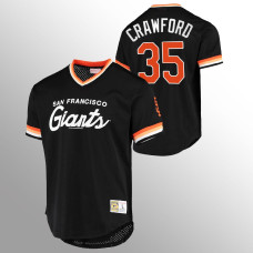 Men's San Francisco Giants #35 Brandon Crawford Black Script Fashion Cooperstown Collection Jersey