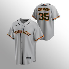 Men's San Francisco Giants Brandon Crawford #35 Gray Replica Road Jersey