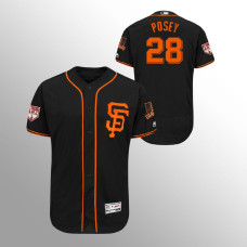 Men's San Francisco Giants #28 Black Buster Posey 2019 Spring Training Flex Base Majestic Jersey