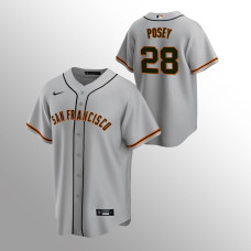 Men's San Francisco Giants Buster Posey #28 Gray Replica Road Jersey