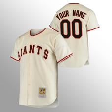 Men's San Francisco Giants Custom #00 Cream Home 1954 Authentic Cooperstown Collection Jersey