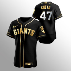 Men's San Francisco Giants Johnny Cueto Golden Edition Black Authentic Jersey