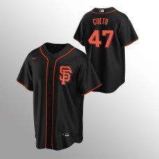 Men's San Francisco Giants Johnny Cueto #47 Black Replica Alternate Jersey