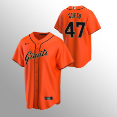 Men's San Francisco Giants Johnny Cueto #47 Orange 2020 Replica Alternate Jersey