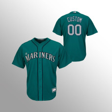 Men's Seattle Mariners #00 Custom Aqua Replica Alternate Cooperstown Collection Jersey