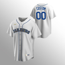 Men's Seattle Mariners #00 Custom White Home Cooperstown Collection Jersey