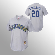 Men's Seattle Mariners #20 Daniel Vogelbach Charcoal Mesh Batting Practice Cooperstown Collection Jersey