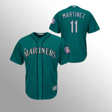 Men's Seattle Mariners Aqua Alternate Cool Base #11 Edgar Martinez 2019 Hall of Fame Induction Jersey