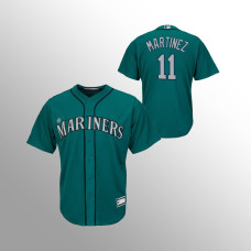 Men's Seattle Mariners #11 Edgar Martinez Aqua Replica Alternate Cooperstown Collection Jersey