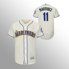 Men's Seattle Mariners Edgar Martinez #11 Cream Flex Base Authentic Collection Player Jersey