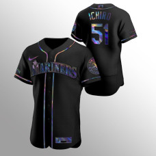 Men's Seattle Mariners Ichiro Suzuki Authentic Black Holographic Golden Edition Jersey