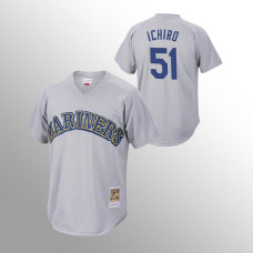 Men's Seattle Mariners #51 Ichiro Suzuki Charcoal Mesh Batting Practice Cooperstown Collection Jersey