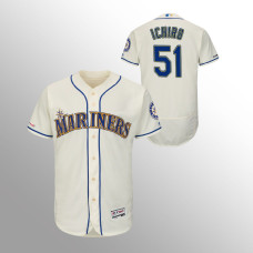 Men's Seattle Mariners Ichiro Suzuki #51 Cream Flex Base Authentic Collection Player Jersey