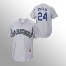 Men's Seattle Mariners #24 Ken Griffey Jr. Charcoal Mesh Batting Practice Cooperstown Collection Jersey