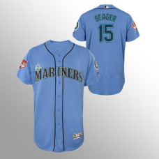 Men's Seattle Mariners #15 Light Blue Kyle Seager 2019 Spring Training Flex Base Majestic Jersey