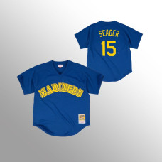 Men's Seattle Mariners #15 Kyle Seager Royal Mesh Batting Practice Cooperstown Collection Jersey