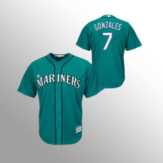 Men's Seattle Mariners Marco Gonzales #7 Aqua Cool Base Alternate Player Jersey