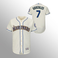 Men's Seattle Mariners Marco Gonzales #7 Cream Flex Base Authentic Collection Player Jersey