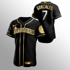 Men's Seattle Mariners Marco Gonzales Golden Edition Black Authentic Jersey
