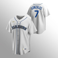 Men's Seattle Mariners #7 Marco Gonzales White Home Cooperstown Collection Jersey