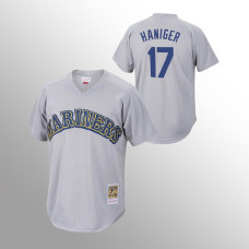 Men's Seattle Mariners #17 Mitch Haniger Charcoal Mesh Batting Practice Cooperstown Collection Jersey