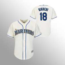 Men's Seattle Mariners Yusei Kikuchi #18 Cream Cool Base Alternate Jersey