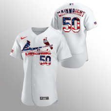 Men's St. Louis Cardinals #50 Adam Wainwright 2020 Stars & Stripes 4th of July White Jersey