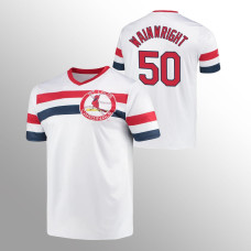 Men's St. Louis Cardinals Adam Wainwright #50 White Cooperstown Collection V-Neck Jersey