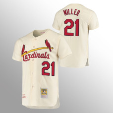 Men's St. Louis Cardinals Andrew Miller #21 Cream Cooperstown Collection Authentic Jersey