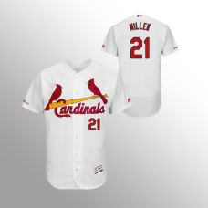 Men's St. Louis Cardinals #21 White Andrew Miller MLB 150th Anniversary Patch Flex Base Majestic Home Jersey