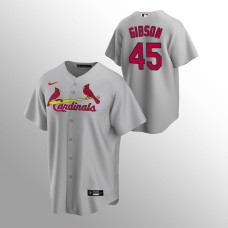 Men's St. Louis Cardinals Bob Gibson #45 Gray Replica Road Jersey