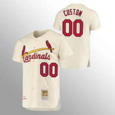Men's St. Louis Cardinals Custom #00 Cream Cooperstown Collection Authentic Jersey