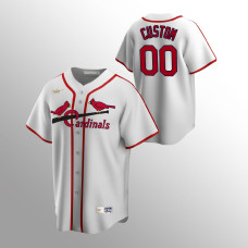 Men's St. Louis Cardinals #00 Custom White Home Cooperstown Collection Jersey