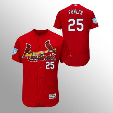 Men's St. Louis Cardinals #25 Scarlet Dexter Fowler 2019 Spring Training Flex Base Majestic Jersey