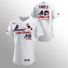 Men's St. Louis Cardinals #48 Harrison Bader 2020 Stars & Stripes 4th of July White Jersey