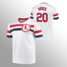 Men's St. Louis Cardinals Lou Brock #20 White Cooperstown Collection V-Neck Jersey