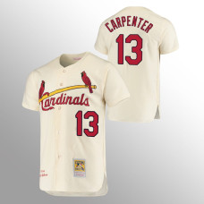 Men's St. Louis Cardinals Matt Carpenter #13 Cream Cooperstown Collection Authentic Jersey