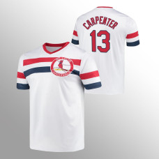 Men's St. Louis Cardinals Matt Carpenter #13 White Cooperstown Collection V-Neck Jersey